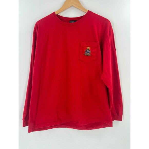 Polo Ralph Lauren Men Red Long Sleeve Pocket T-Shirt M Cotton Embroidered Logo - Picture 1 of 9